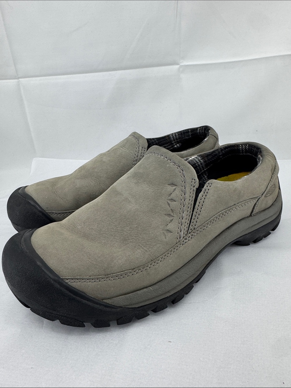 Keen Womens Kaci III Gray Leather Flannel Low-top Slip-on Shoes Loafers, sz 11